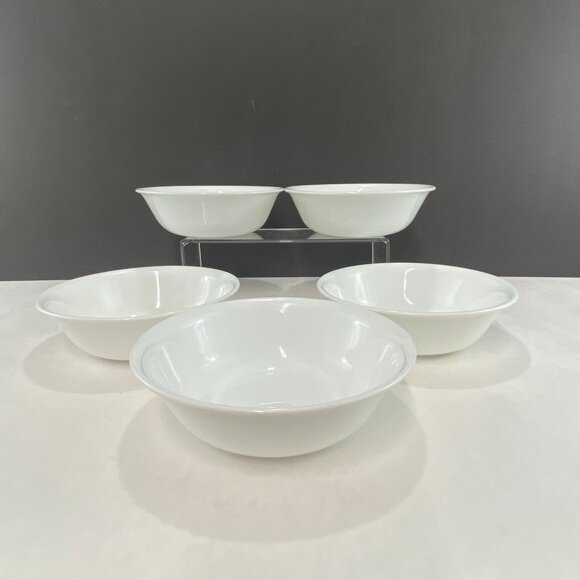 Vintage Corelle White Cereal Soup Bowls Set Of 5 - Picture 3 of 10